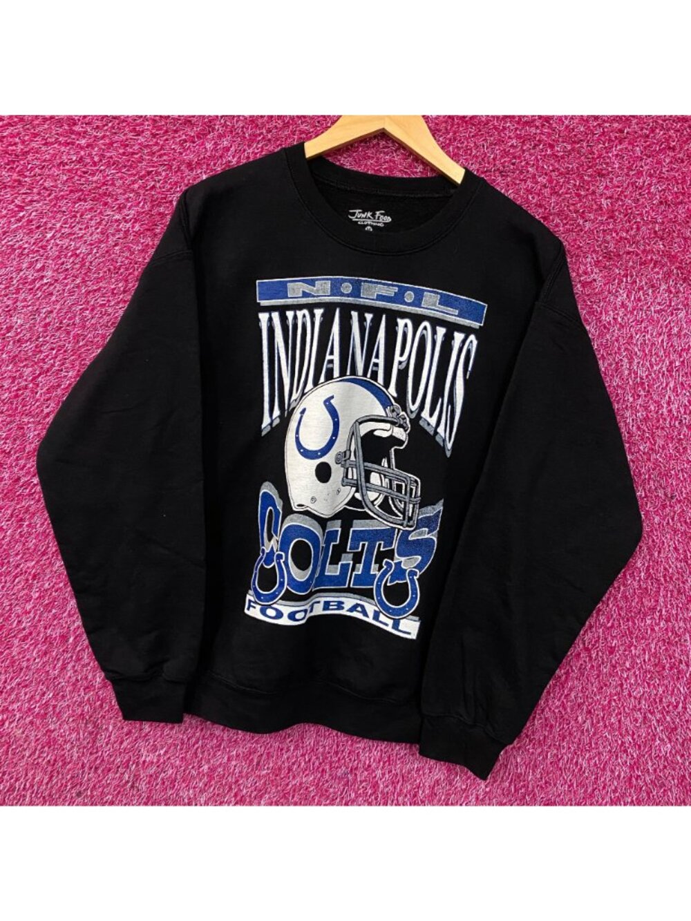 Junk Food Clothing Indianapolis Colts Helmet Logo Flea Market Crew Sweatshirt Me - Picture 3 of 5